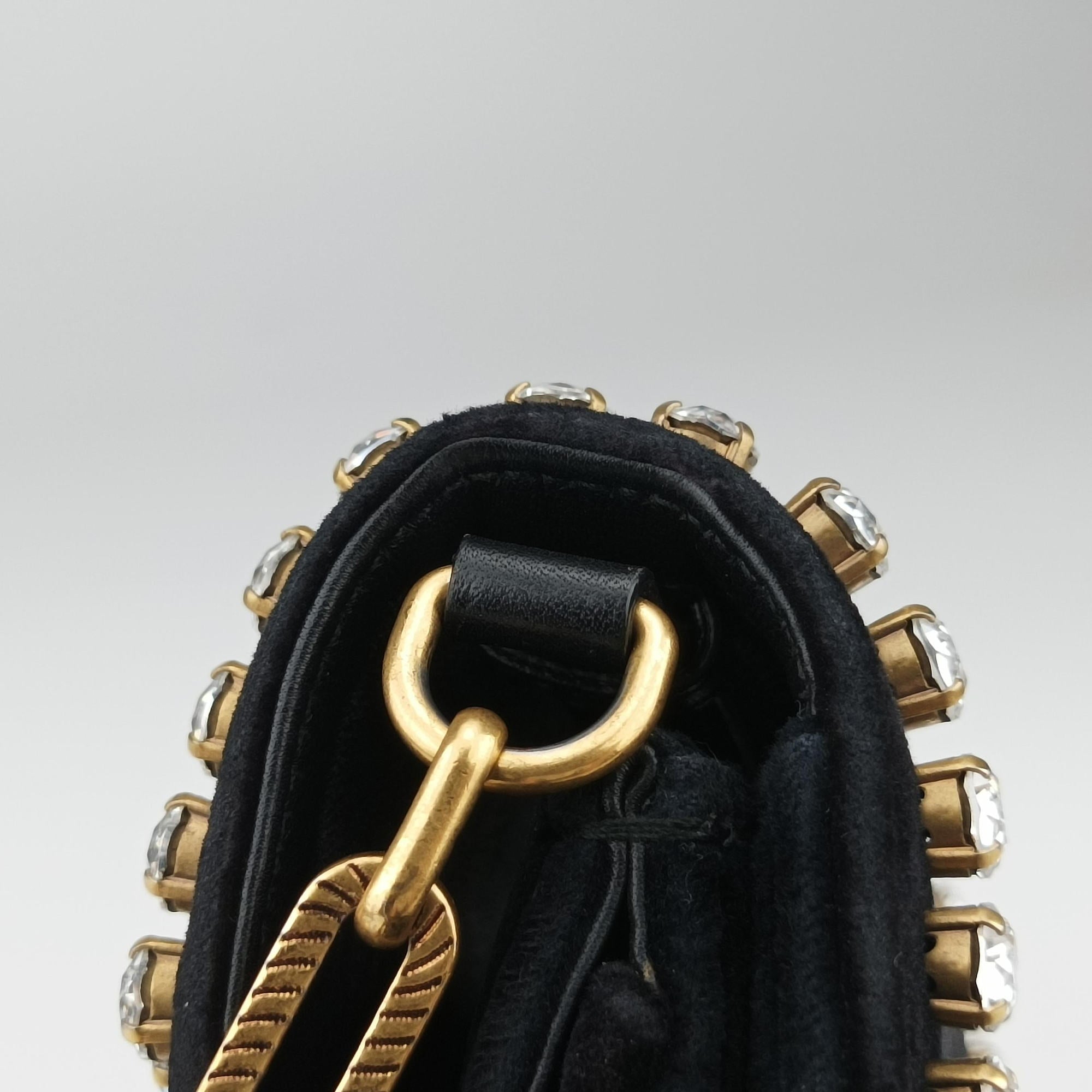 Pre-owned Gucci Broadway Black velour 489218 shoulderbag | stylenewstar