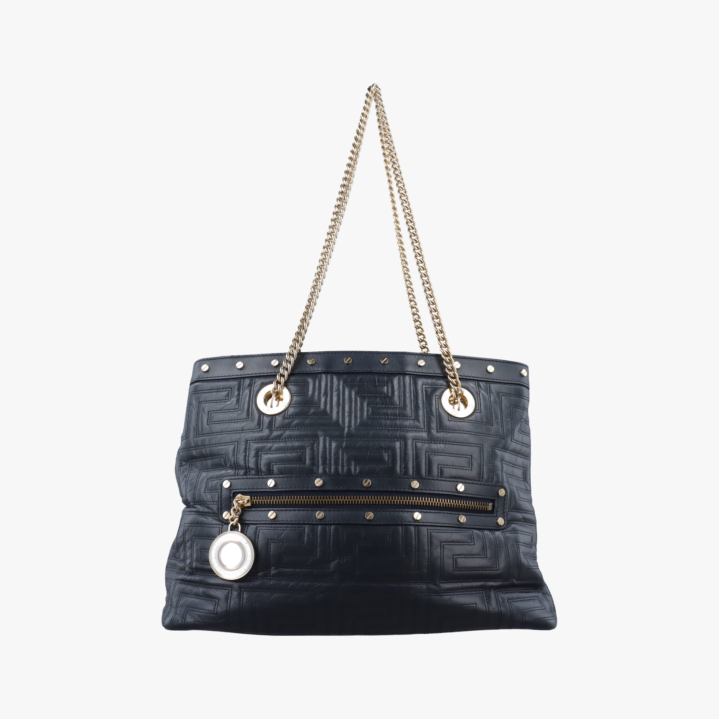 Vintage VERSACE Medusa quilted Navy Leather  handbag | stylenewstar