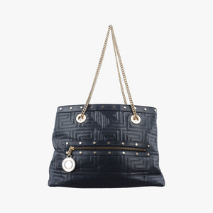 Vintage VERSACE Medusa quilted Navy Leather  handbag | stylenewstar
