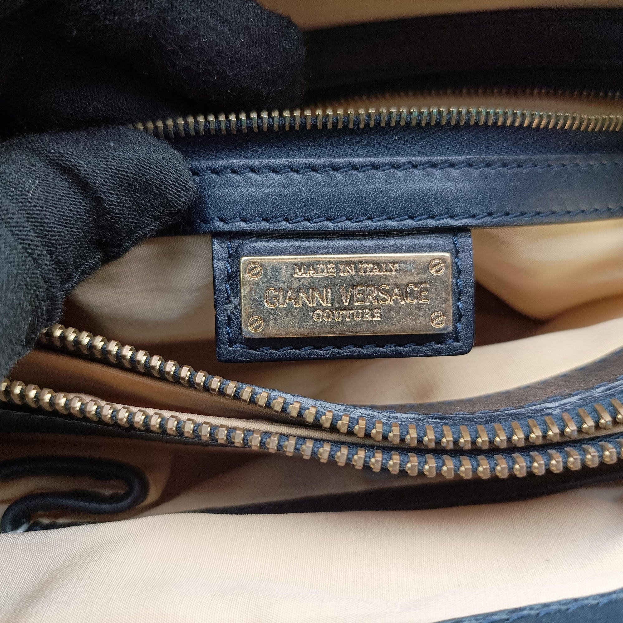 Vintage VERSACE Medusa quilted Navy Leather  handbag | stylenewstar