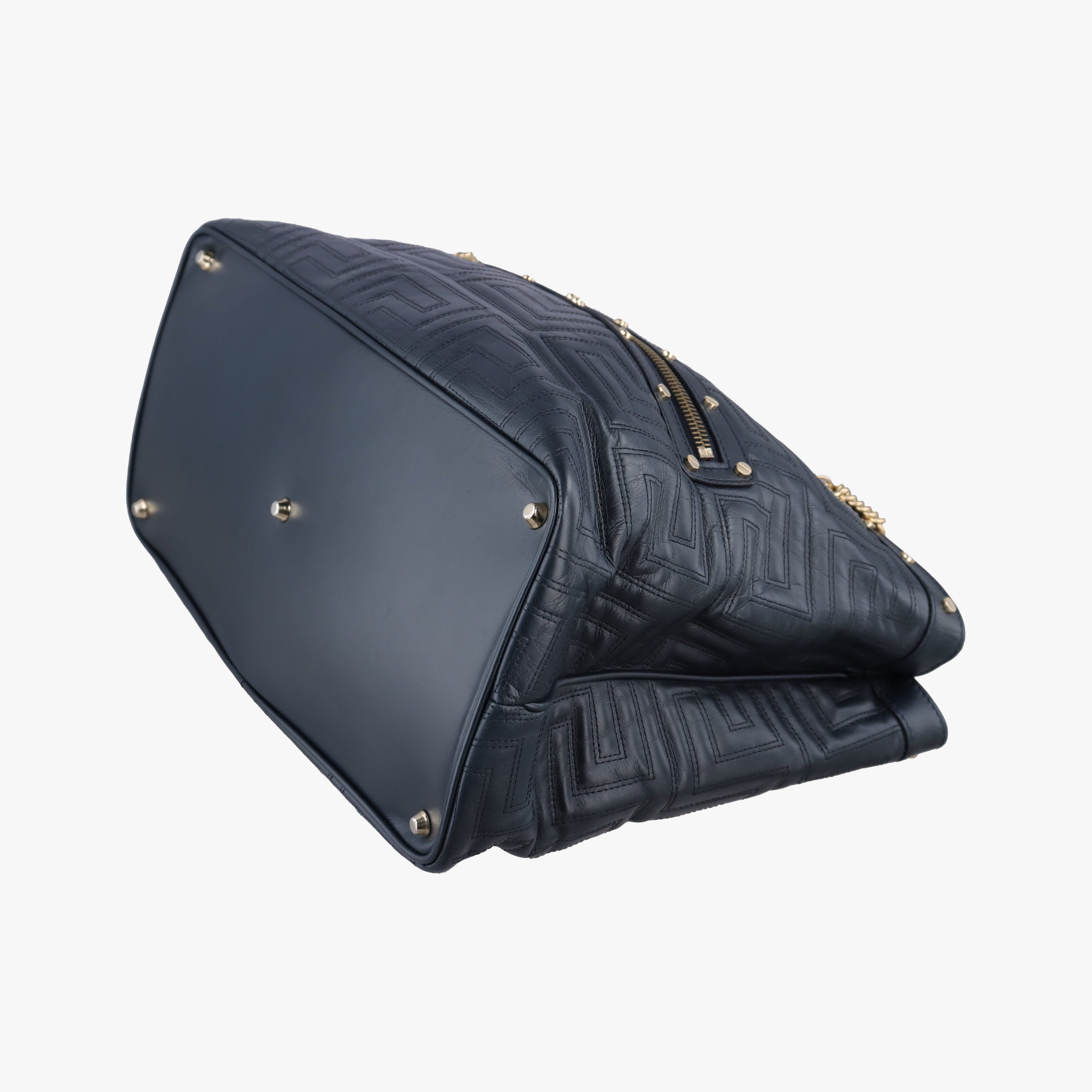 Vintage VERSACE Medusa quilted Navy Leather  handbag | stylenewstar