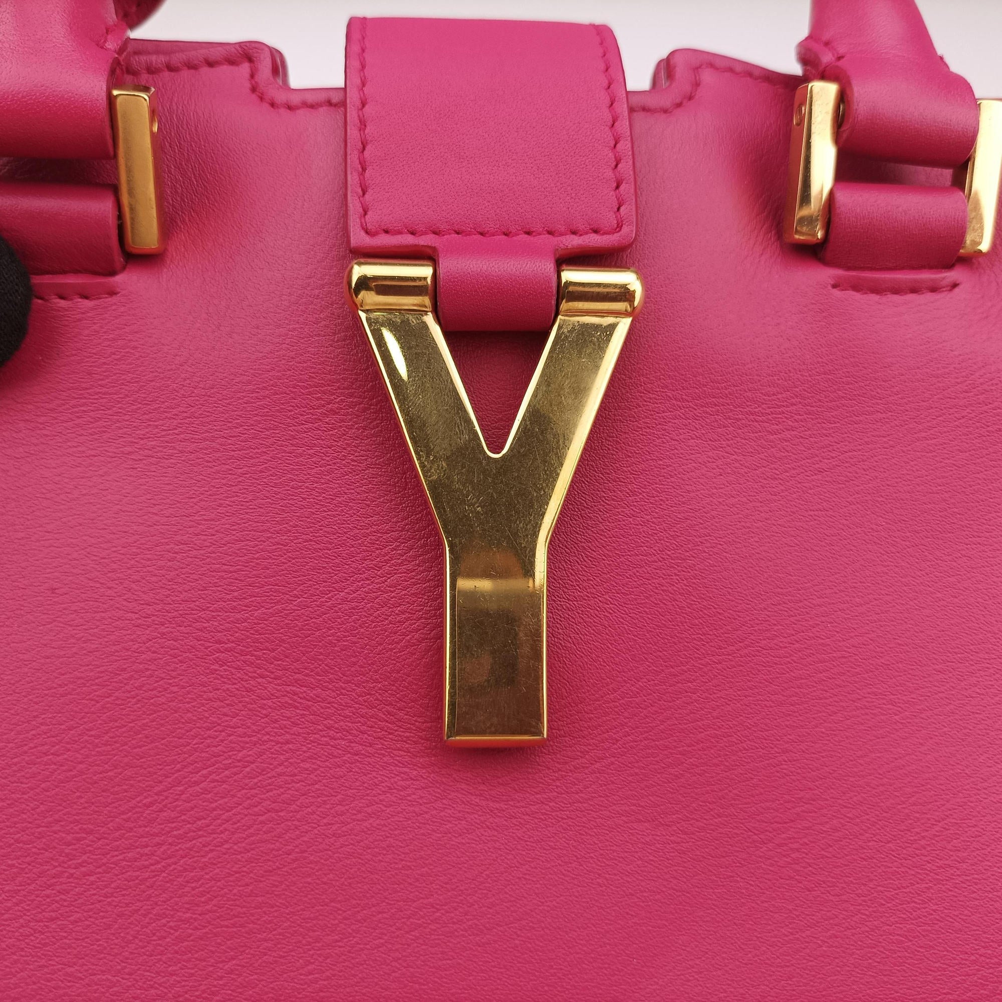 Pre-owned Yves Saint Laurent Y Ligne Petit Cabas Rose Leather 311210 shoulderbag | stylenewstar