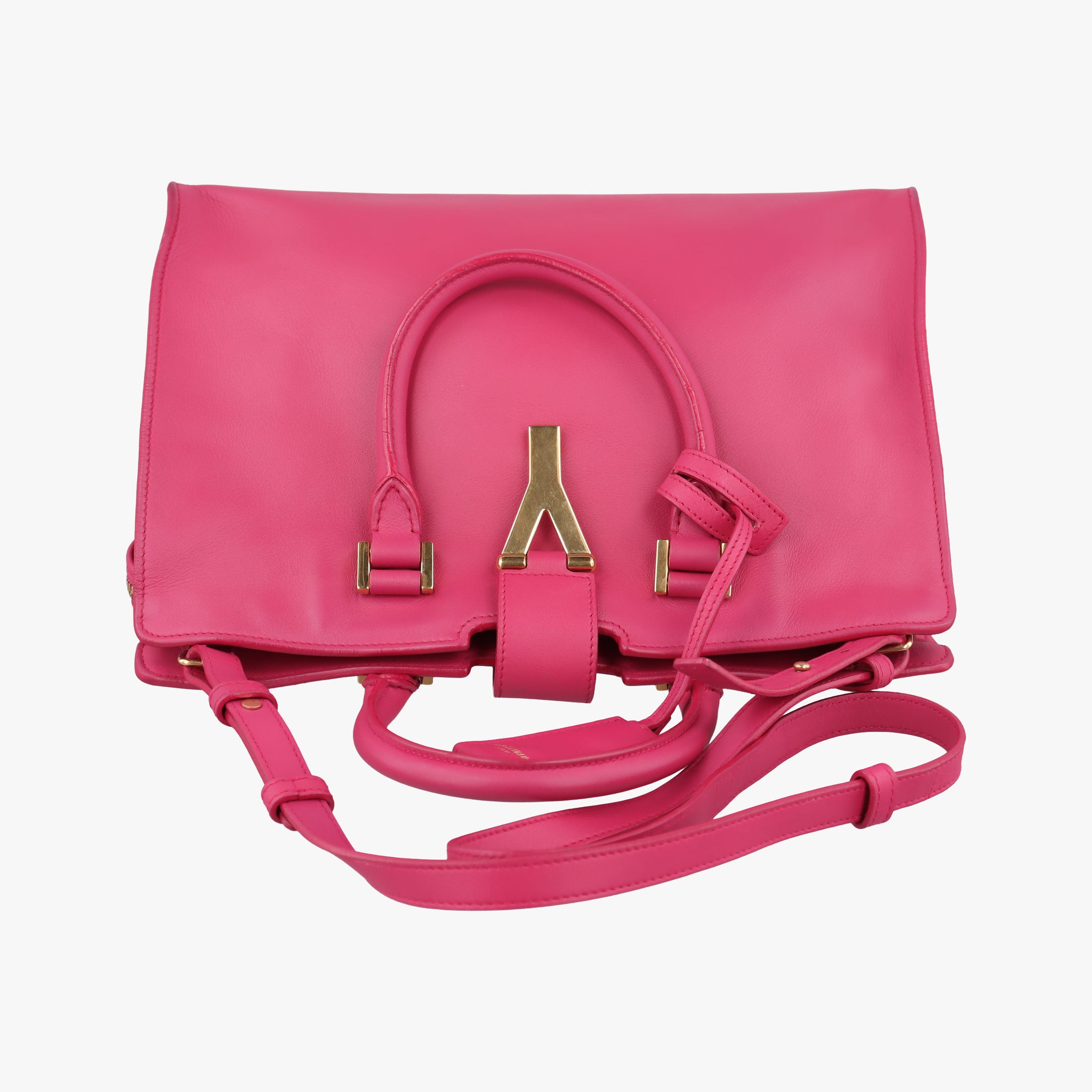 Pre-owned Yves Saint Laurent Y Ligne Petit Cabas Rose Leather 311210 shoulderbag | stylenewstar