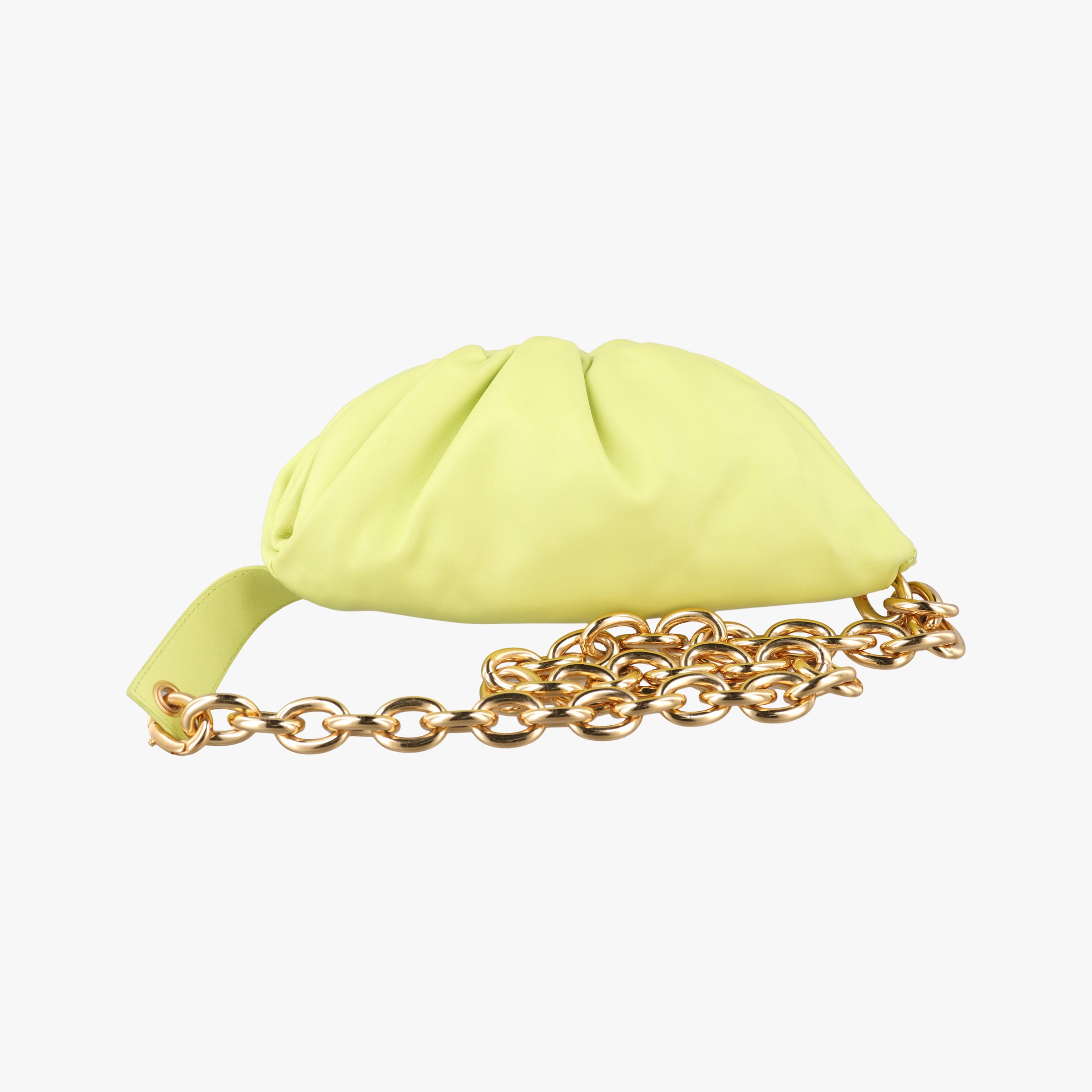 Pre-owned Bottega Veneta The Chain Pouch Yellow lambskin  bum bag/waist bag | stylenewstar