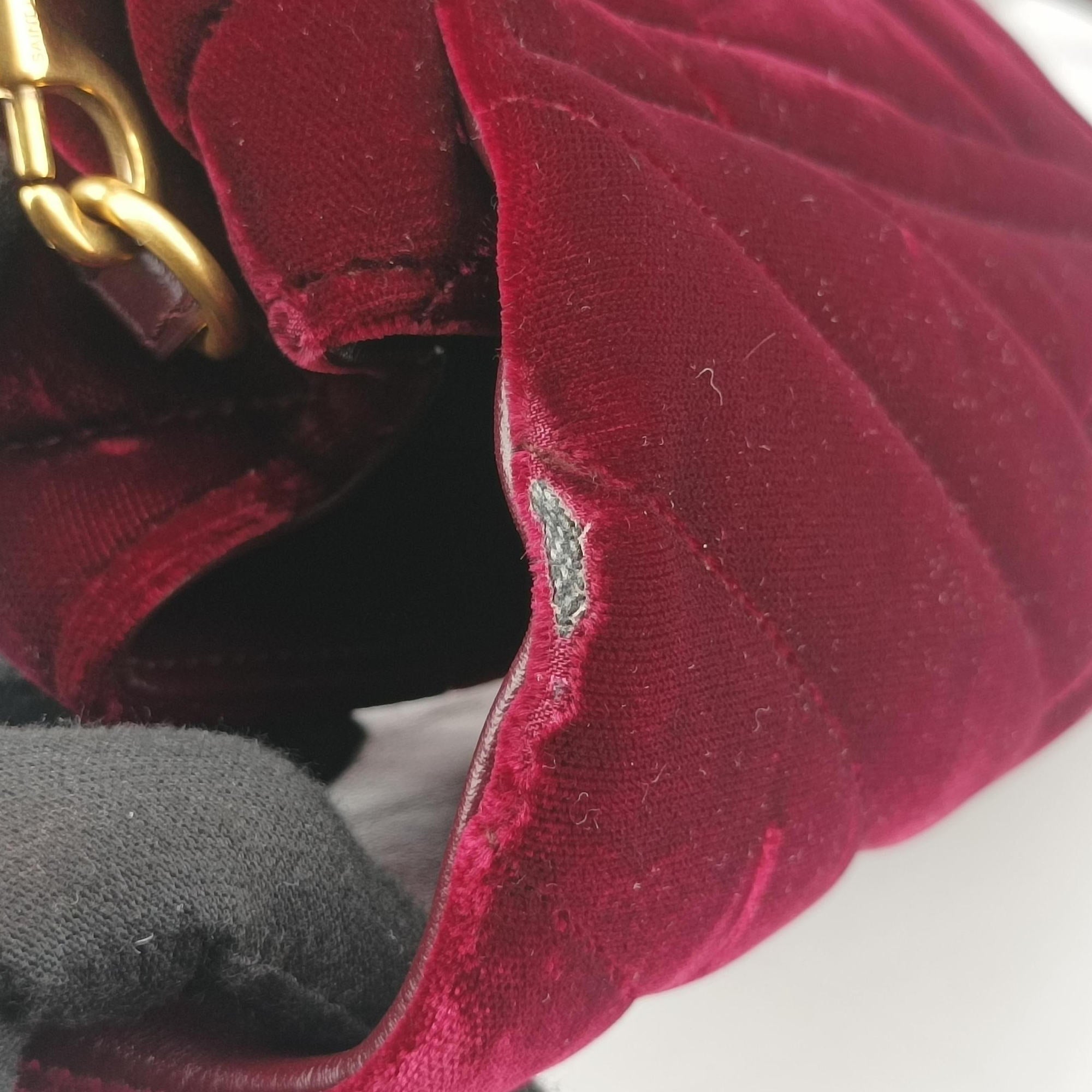Vintage Yves Saint Laurent Monogram Lulutoy Burgundy velour 467072 shoulderbag | stylenewstar