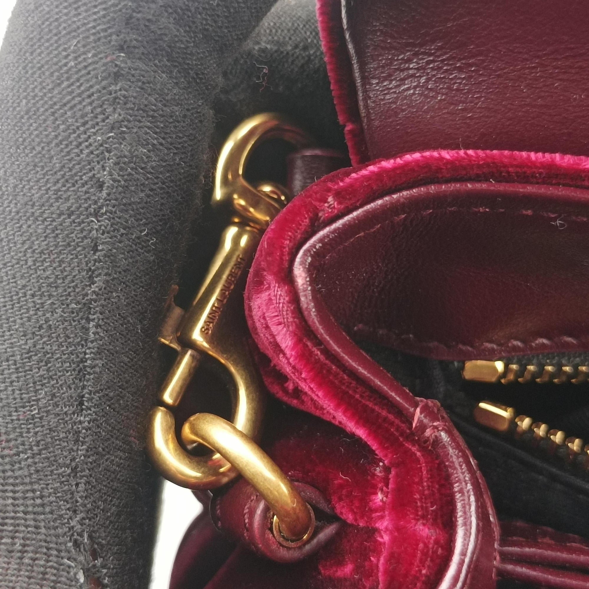 Vintage Yves Saint Laurent Monogram Lulutoy Burgundy velour 467072 shoulderbag | stylenewstar