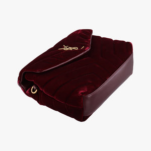 Vintage Yves Saint Laurent Monogram Lulutoy Burgundy velour 467072 shoulderbag | stylenewstar