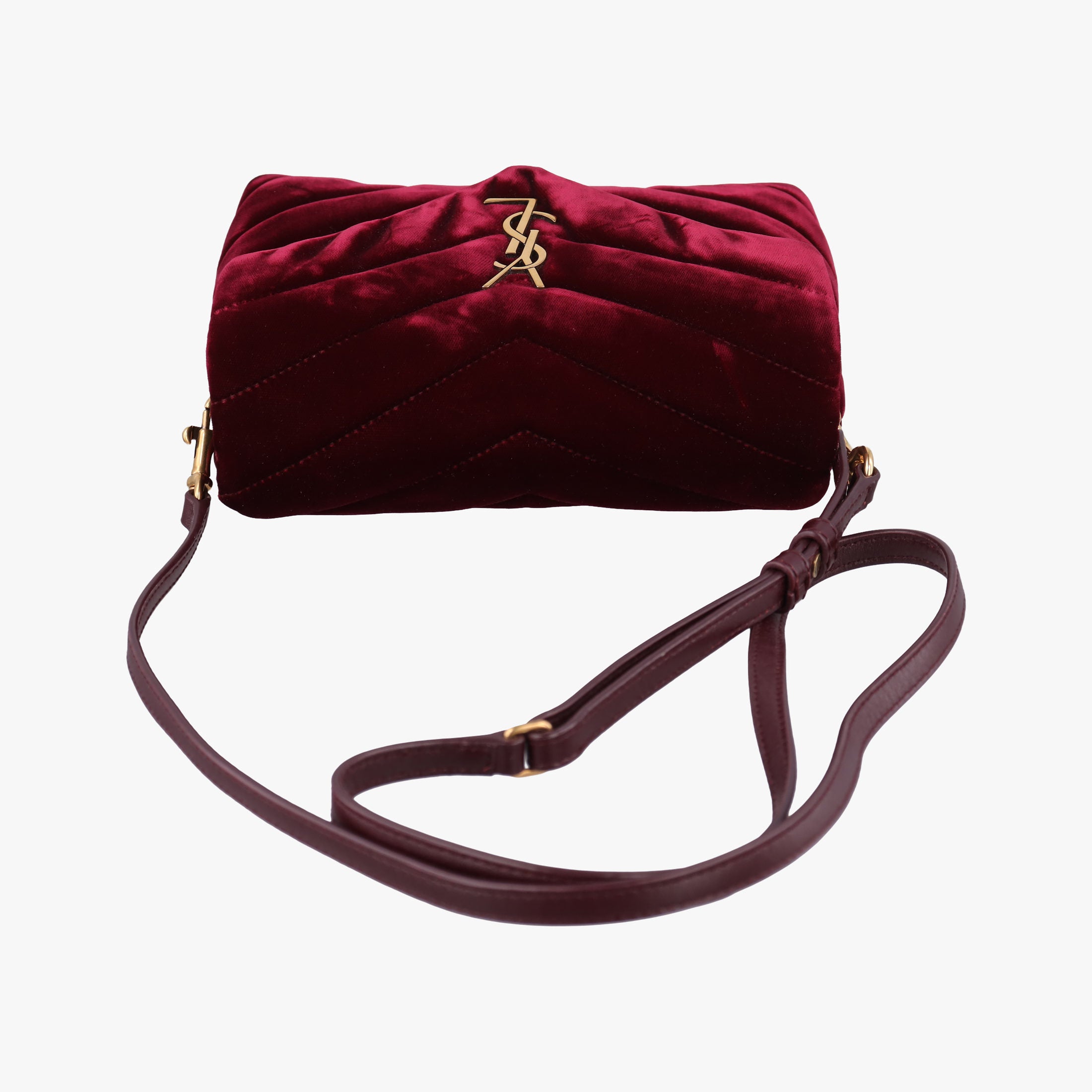 Vintage Yves Saint Laurent Monogram Lulutoy Burgundy velour 467072 shoulderbag | stylenewstar