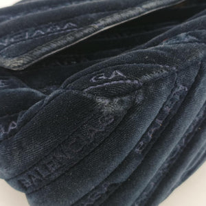 Vintage Balenciaga BB Round Navy velour  shoulderbag | stylenewstar