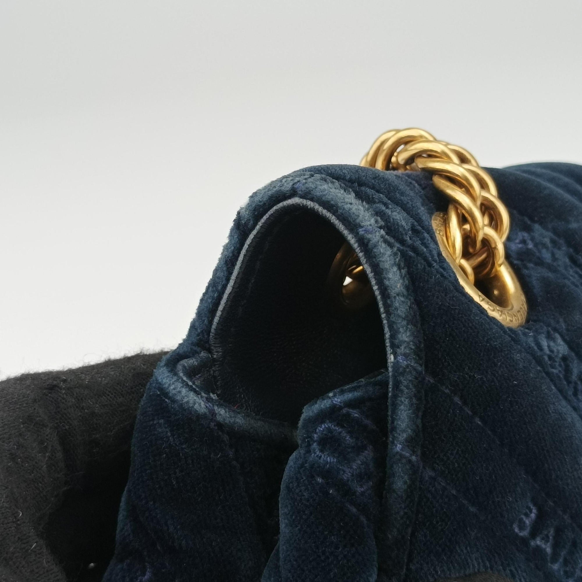 Vintage Balenciaga BB Round Navy velour  shoulderbag | stylenewstar