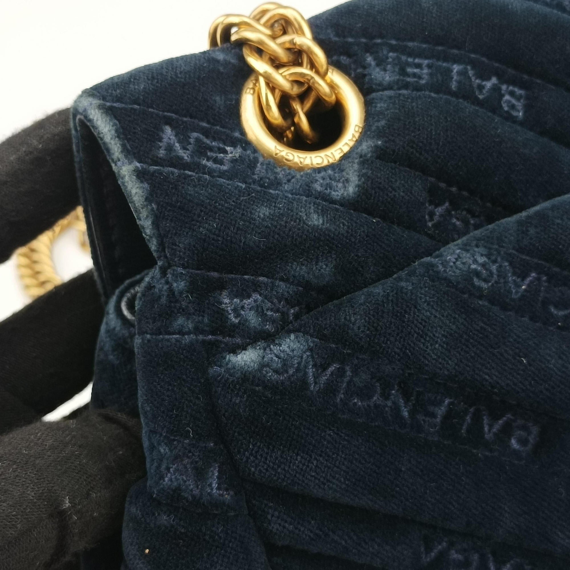 Vintage Balenciaga BB Round Navy velour  shoulderbag | stylenewstar