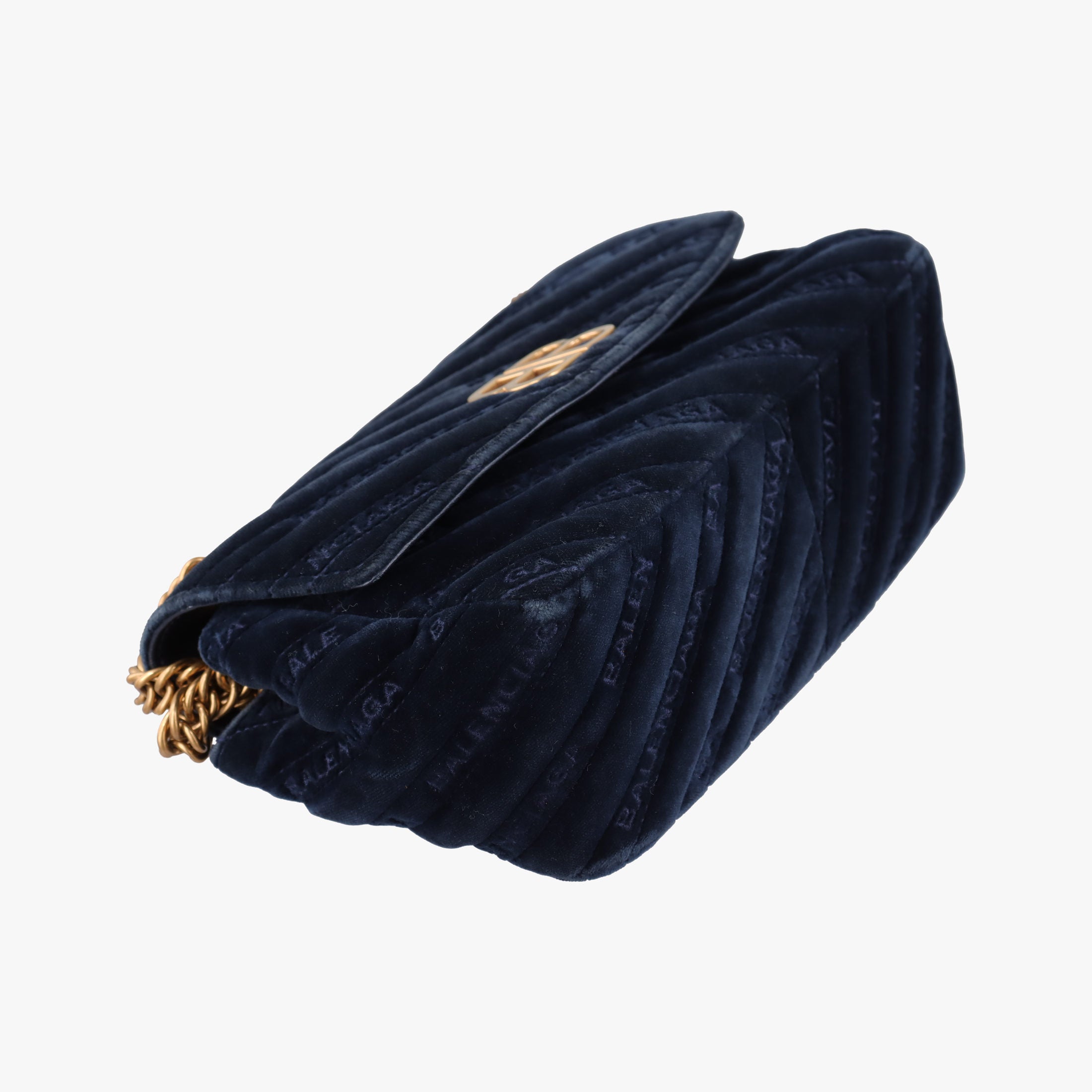Vintage Balenciaga BB Round Navy velour  shoulderbag | stylenewstar