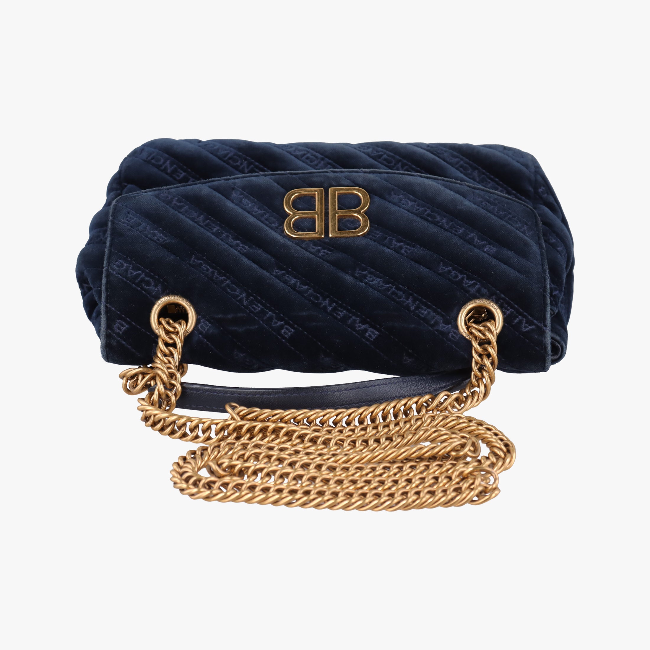 Vintage Balenciaga BB Round Navy velour  shoulderbag | stylenewstar