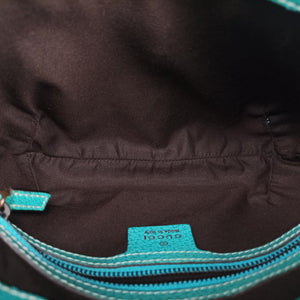 Secondhand Gucci Piston Lock Jackie Hobo khaki×blue canvas×leather 120885 shoulderbag | stylenewstar