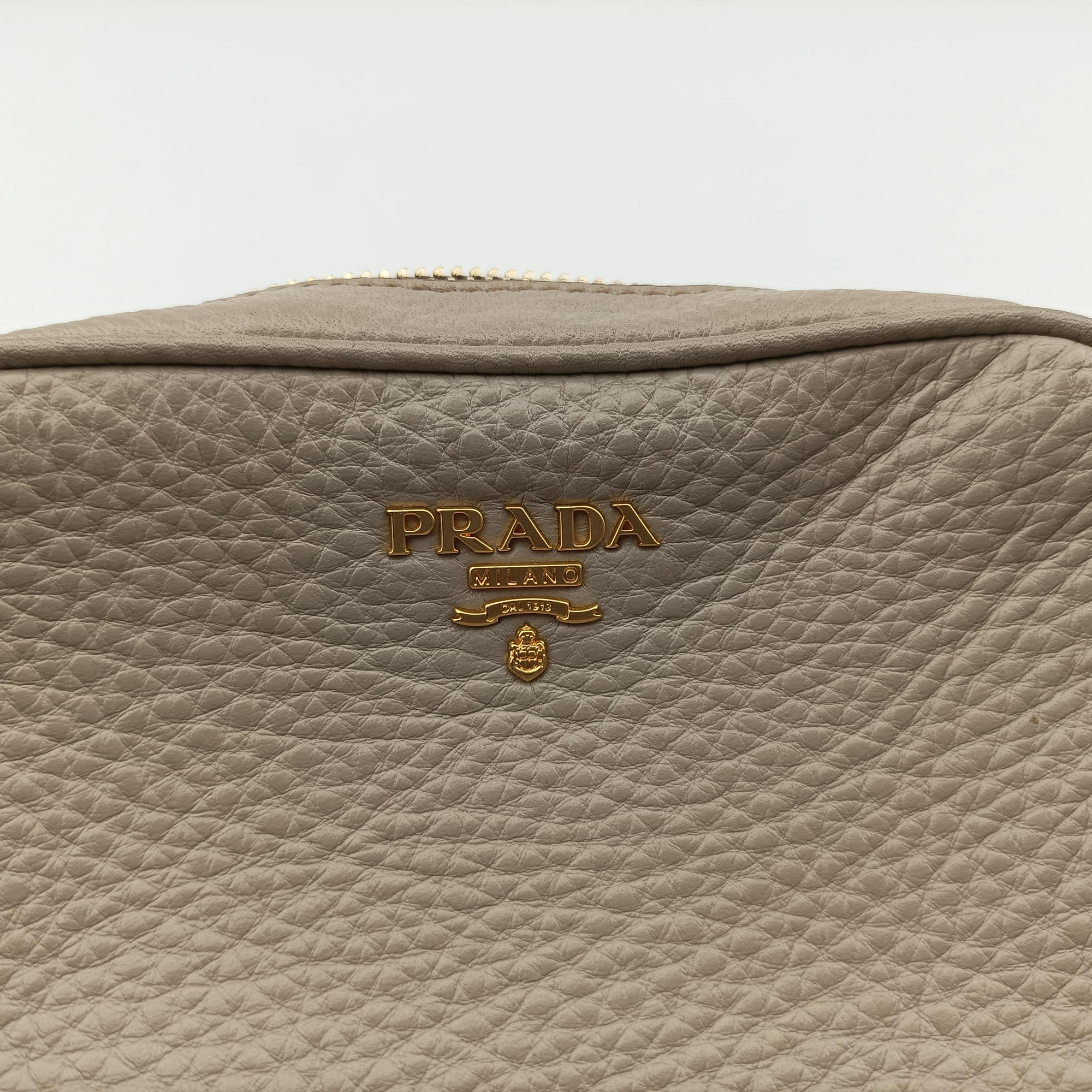 Pre-owned Prada VITELLO PHENIX camera bag Beige Leather 1N1674 shoulderbag | stylenewstar