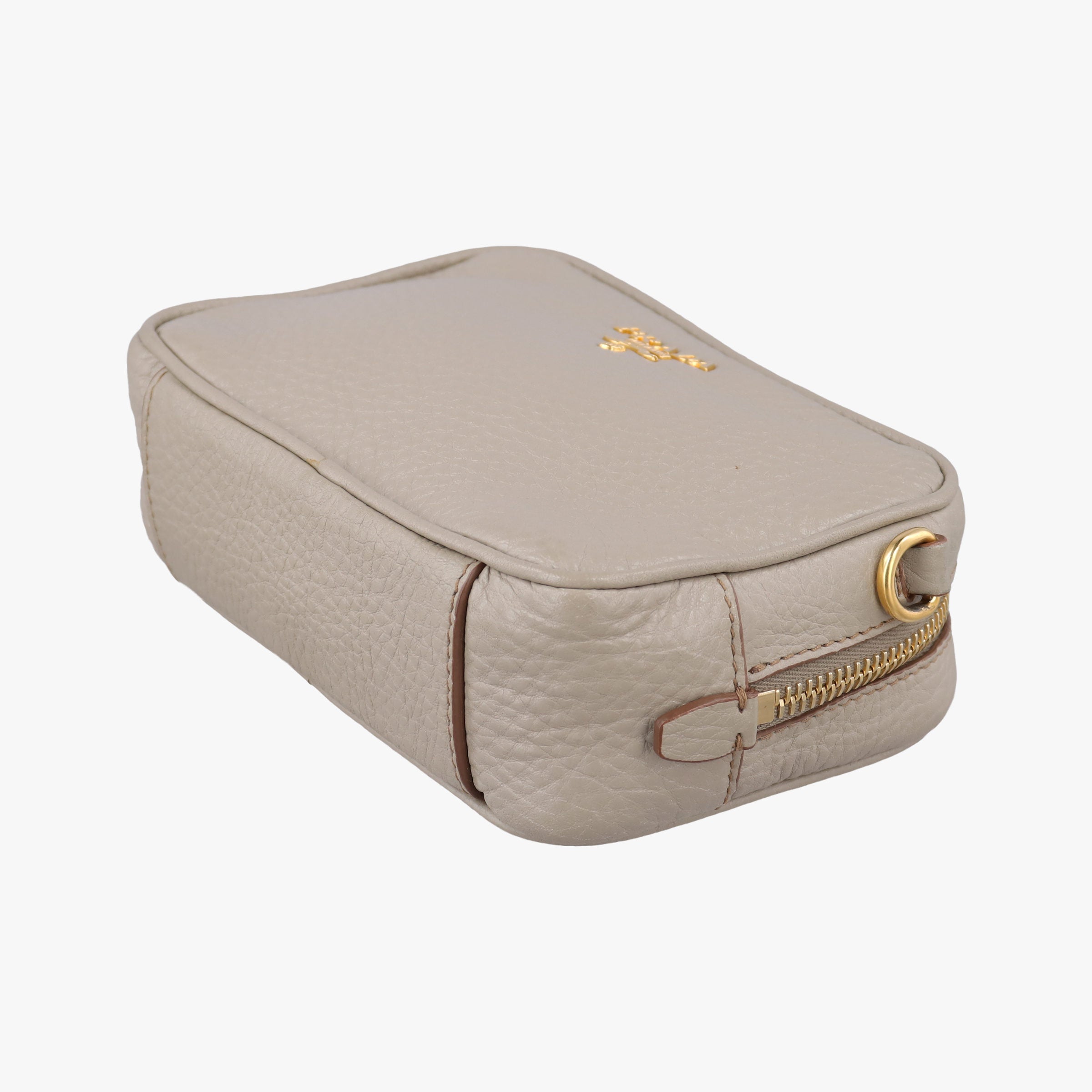 Pre-owned Prada VITELLO PHENIX camera bag Beige Leather 1N1674 shoulderbag | stylenewstar