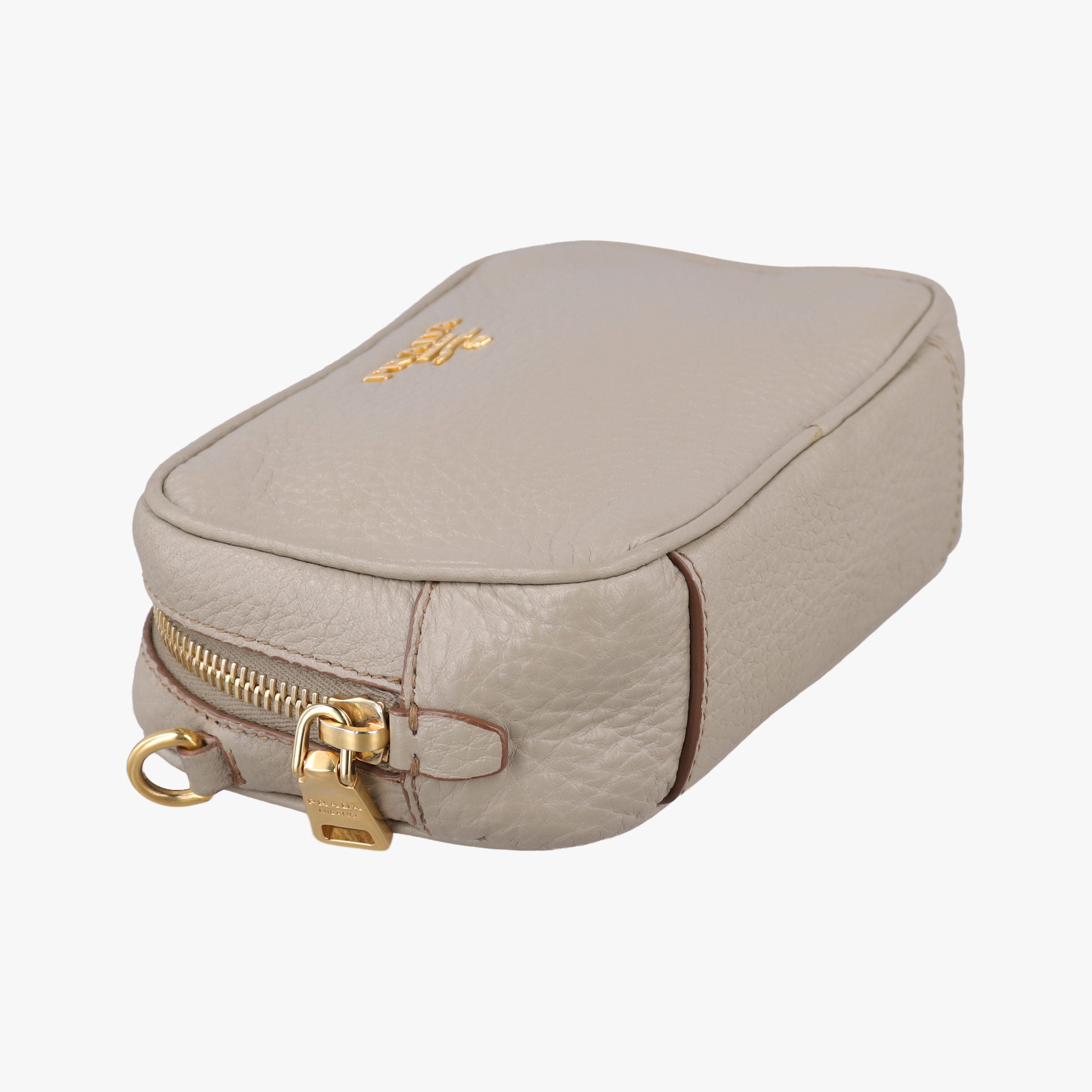 Pre-owned Prada VITELLO PHENIX camera bag Beige Leather 1N1674 shoulderbag | stylenewstar