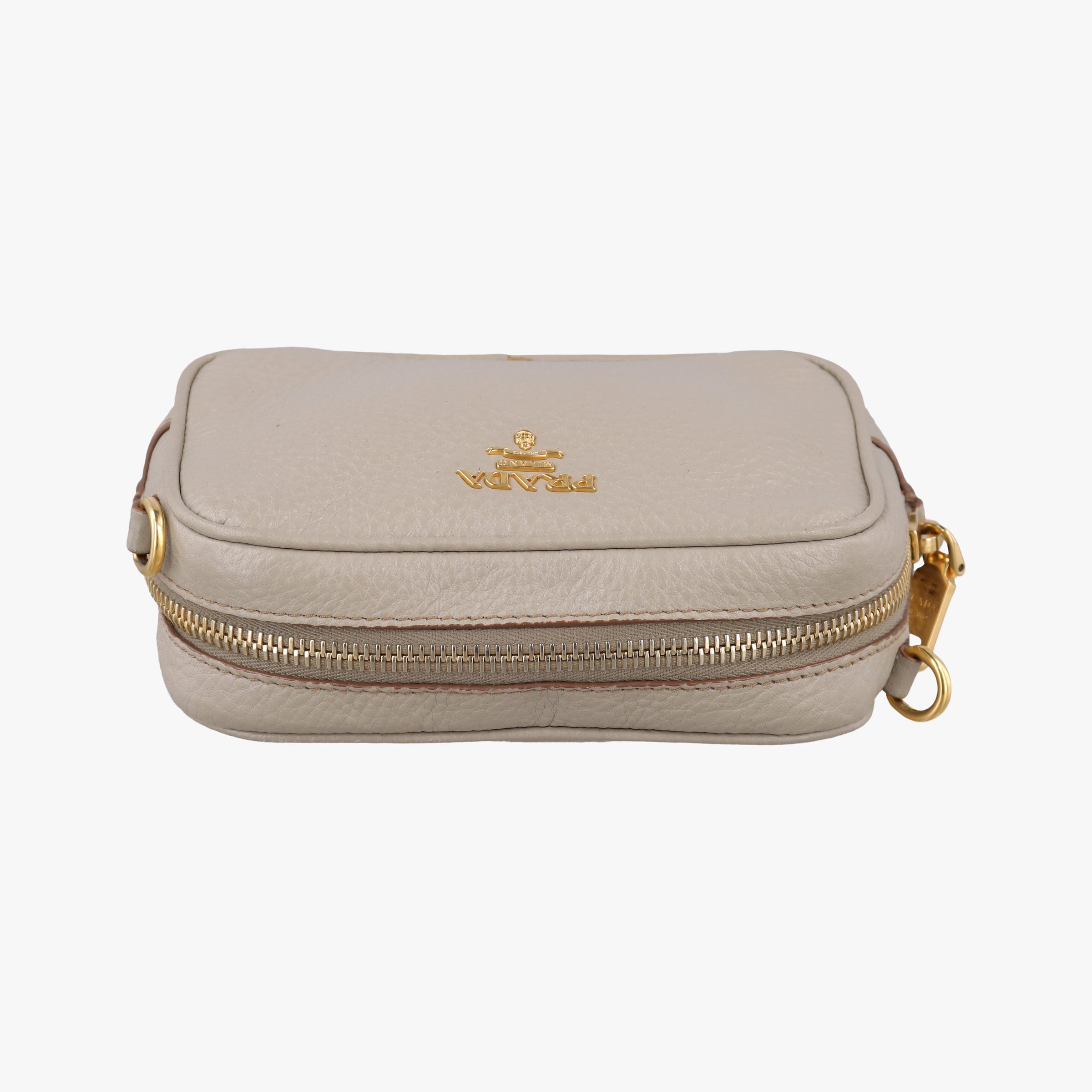 Pre-owned Prada VITELLO PHENIX camera bag Beige Leather 1N1674 shoulderbag | stylenewstar