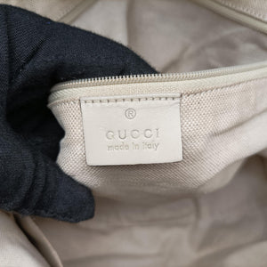 Pre-owned Gucci Sukey White×Beige canvas×leather 285730 shoulderbag | stylenewstar