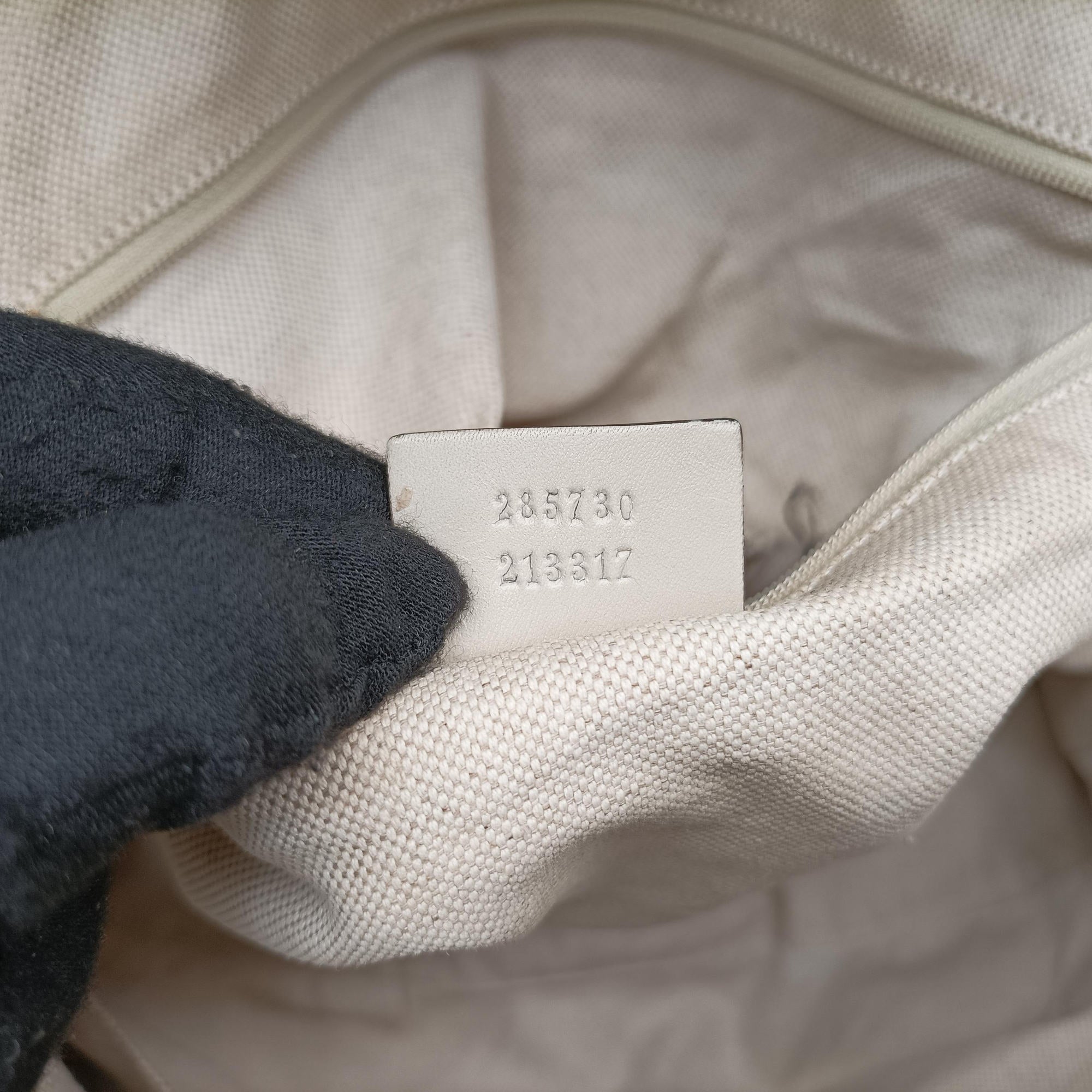 Pre-owned Gucci Sukey White×Beige canvas×leather 285730 shoulderbag | stylenewstar