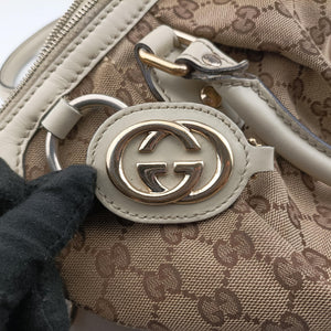 Pre-owned Gucci Sukey White×Beige canvas×leather 285730 shoulderbag | stylenewstar