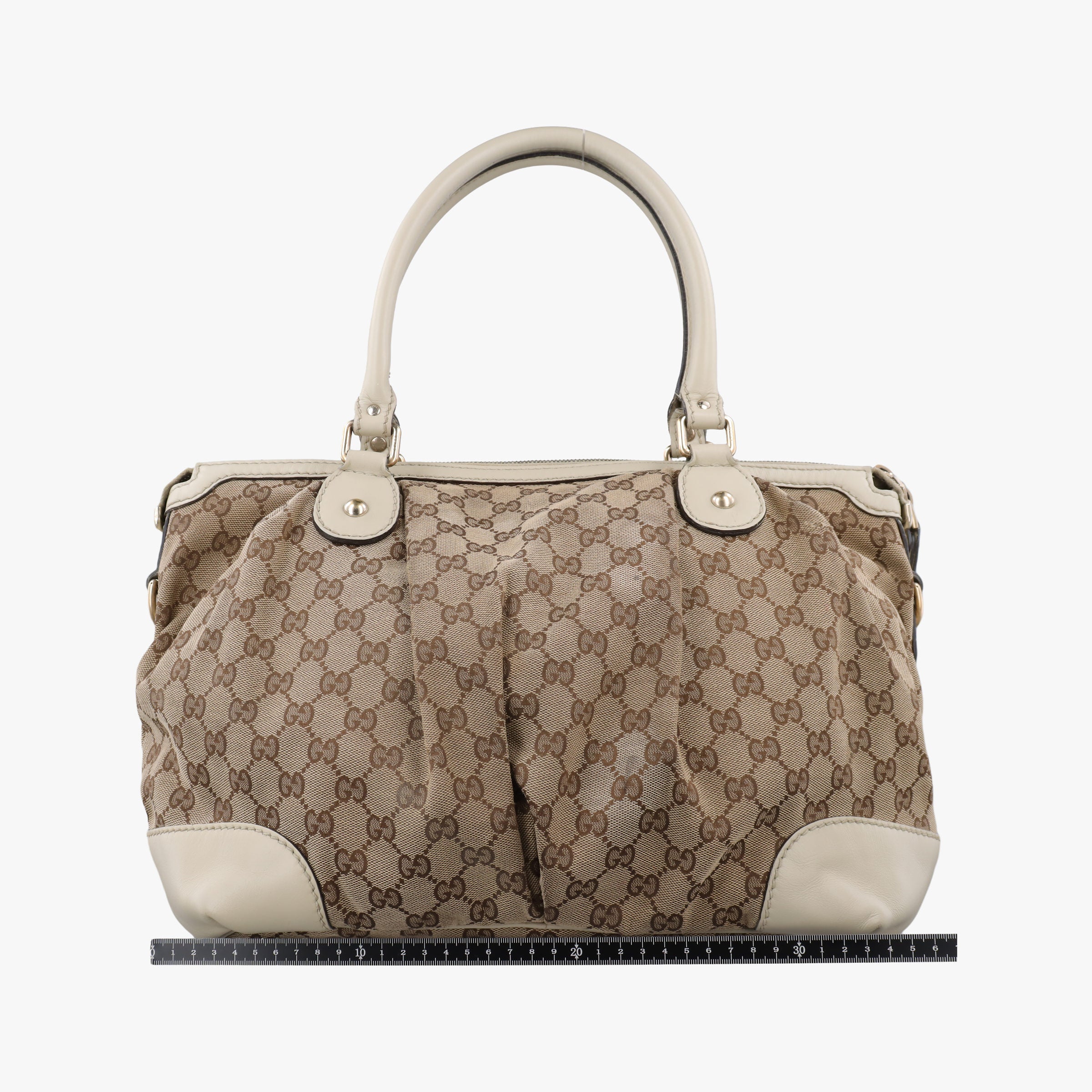 Pre-owned Gucci Sukey White×Beige canvas×leather 285730 shoulderbag | stylenewstar