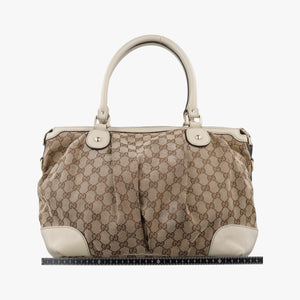 Pre-owned Gucci Sukey White×Beige canvas×leather 285730 shoulderbag | stylenewstar
