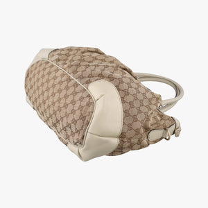 Pre-owned Gucci Sukey White×Beige canvas×leather 285730 shoulderbag | stylenewstar