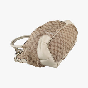 Pre-owned Gucci Sukey White×Beige canvas×leather 285730 shoulderbag | stylenewstar