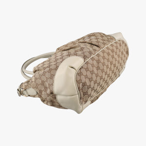 Pre-owned Gucci Sukey White×Beige canvas×leather 285730 shoulderbag | stylenewstar