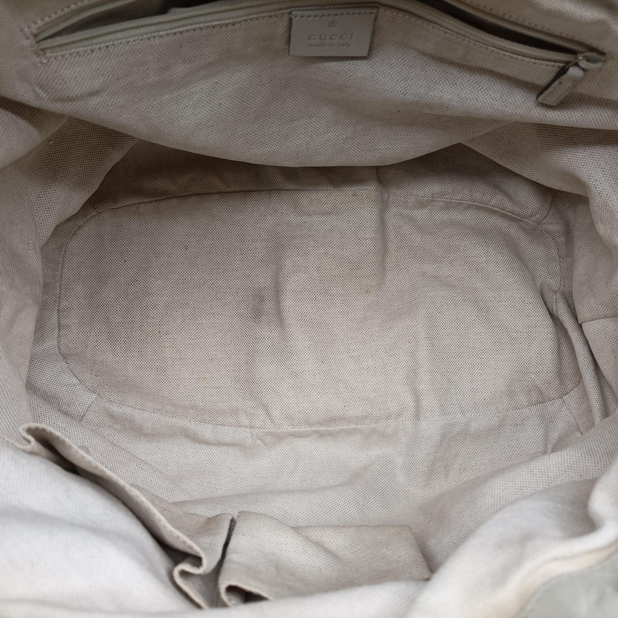 Pre-owned Gucci Sukey White×Beige canvas×leather 285730 shoulderbag | stylenewstar