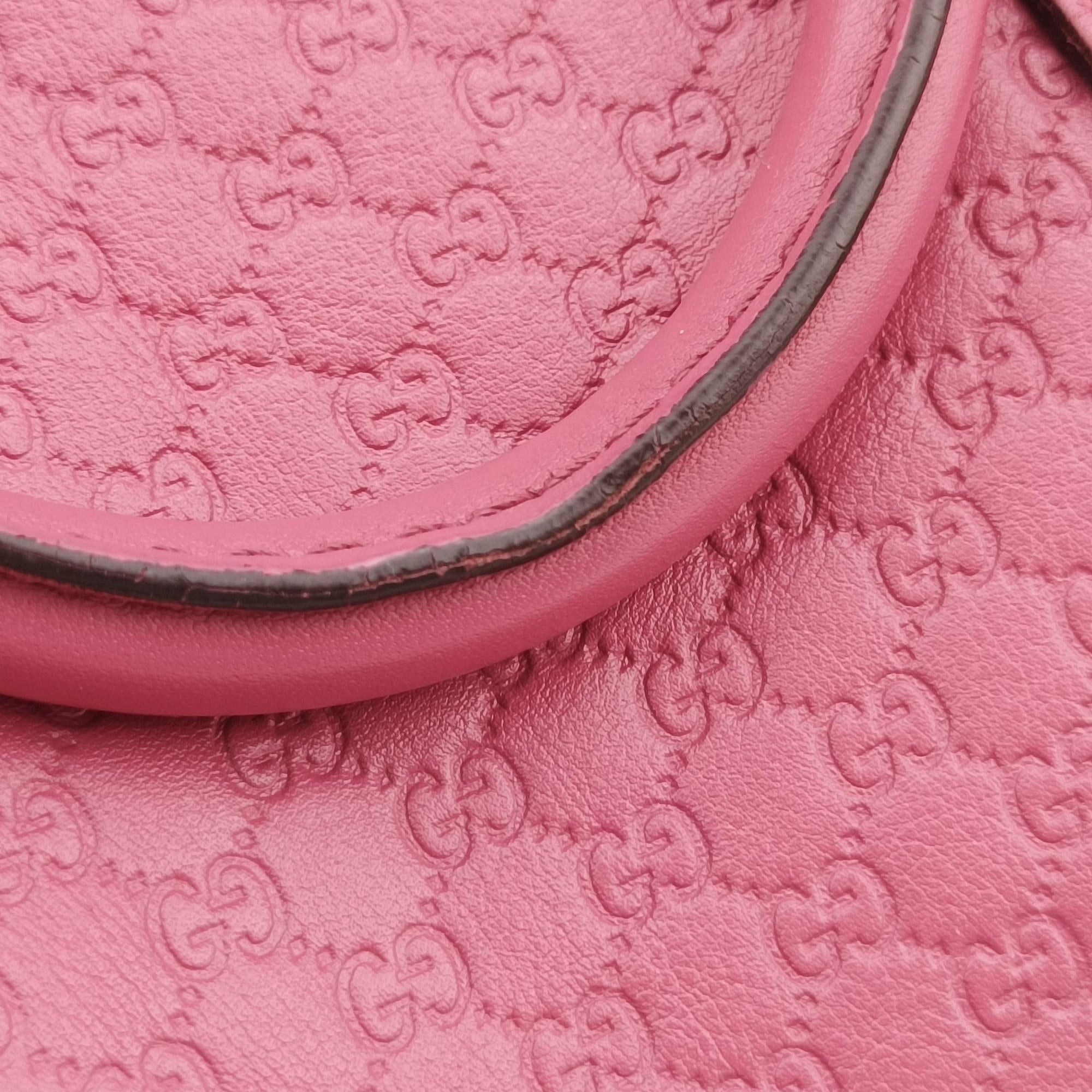 Pre-owned Gucci Sherry Line Pink Leather 247205 handbag | stylenewstar