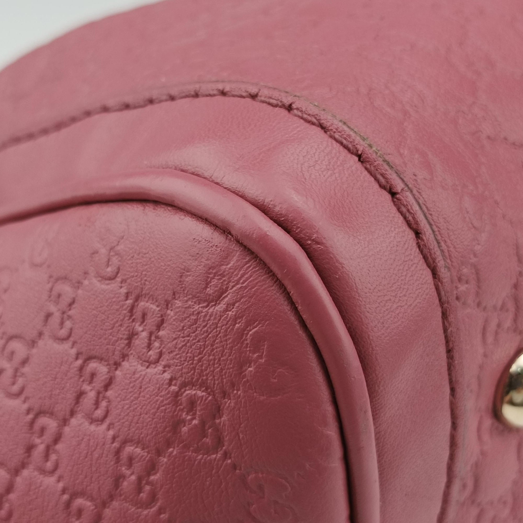 Pre-owned Gucci Sherry Line Pink Leather 247205 handbag | stylenewstar