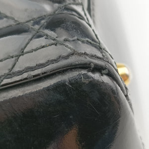 Pre-owned Christian Dior Lady Dior Black Patent  handbag | stylenewstar