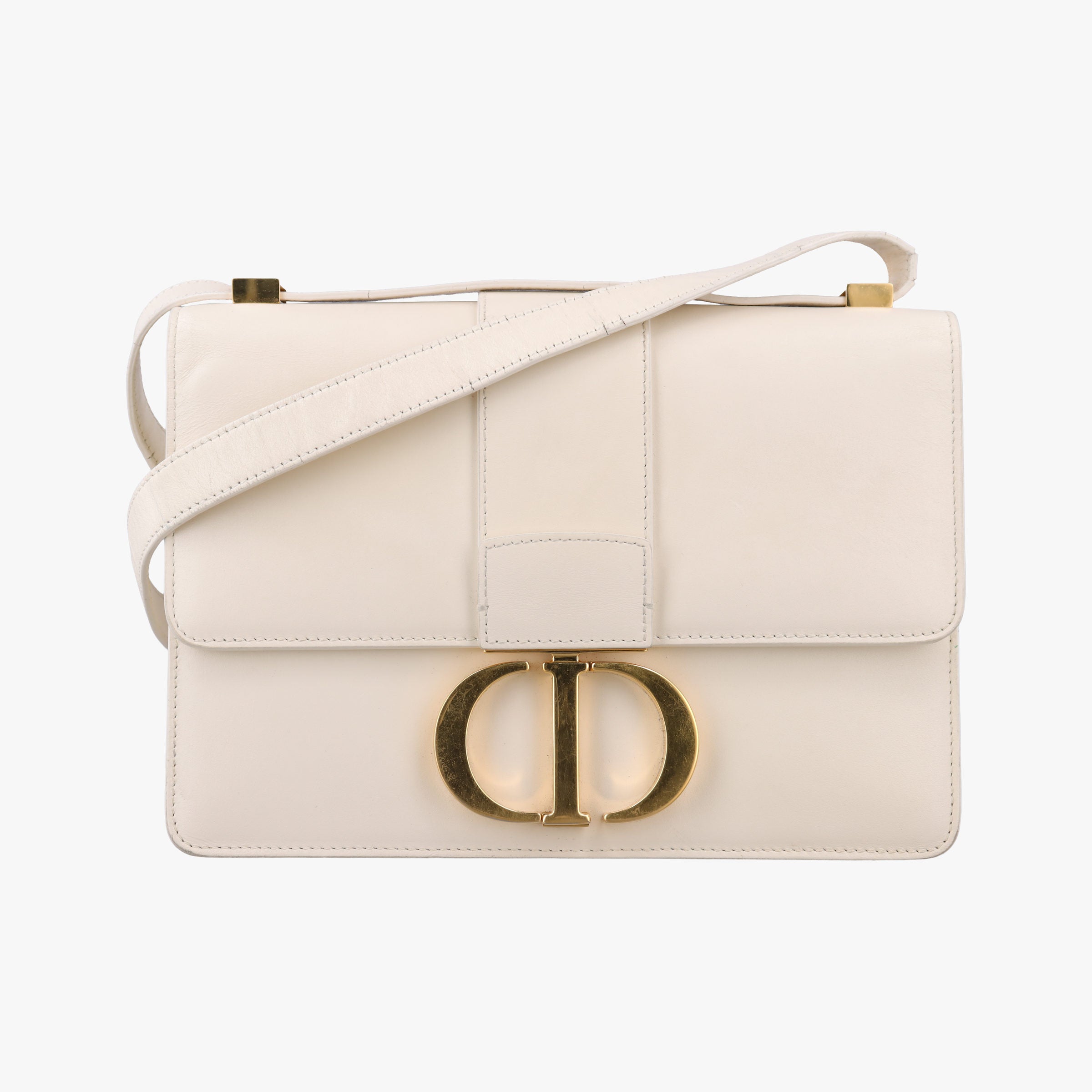 Pre-owned Christian Dior 30 Montaigne White leather  shoulderbag | stylenewstar