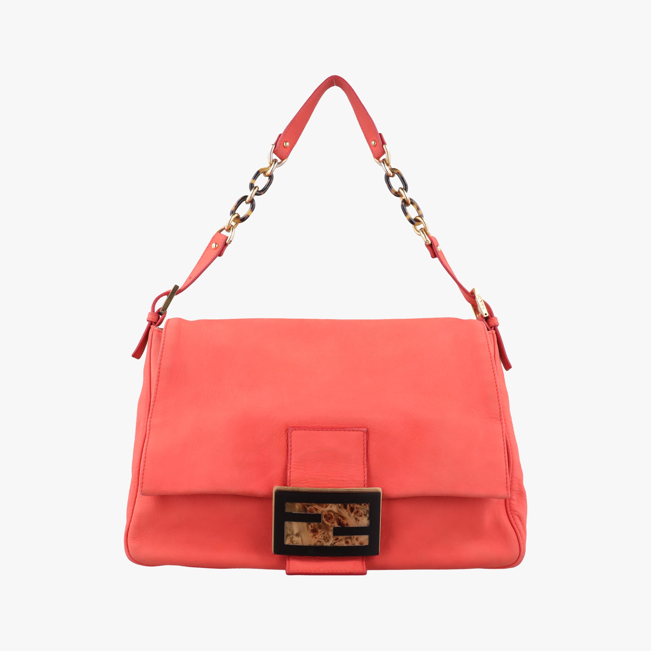 Pre-owned Fendi Big Mamma Forever Flap Orange Leather 8BR638 shoulderbag | stylenewstar