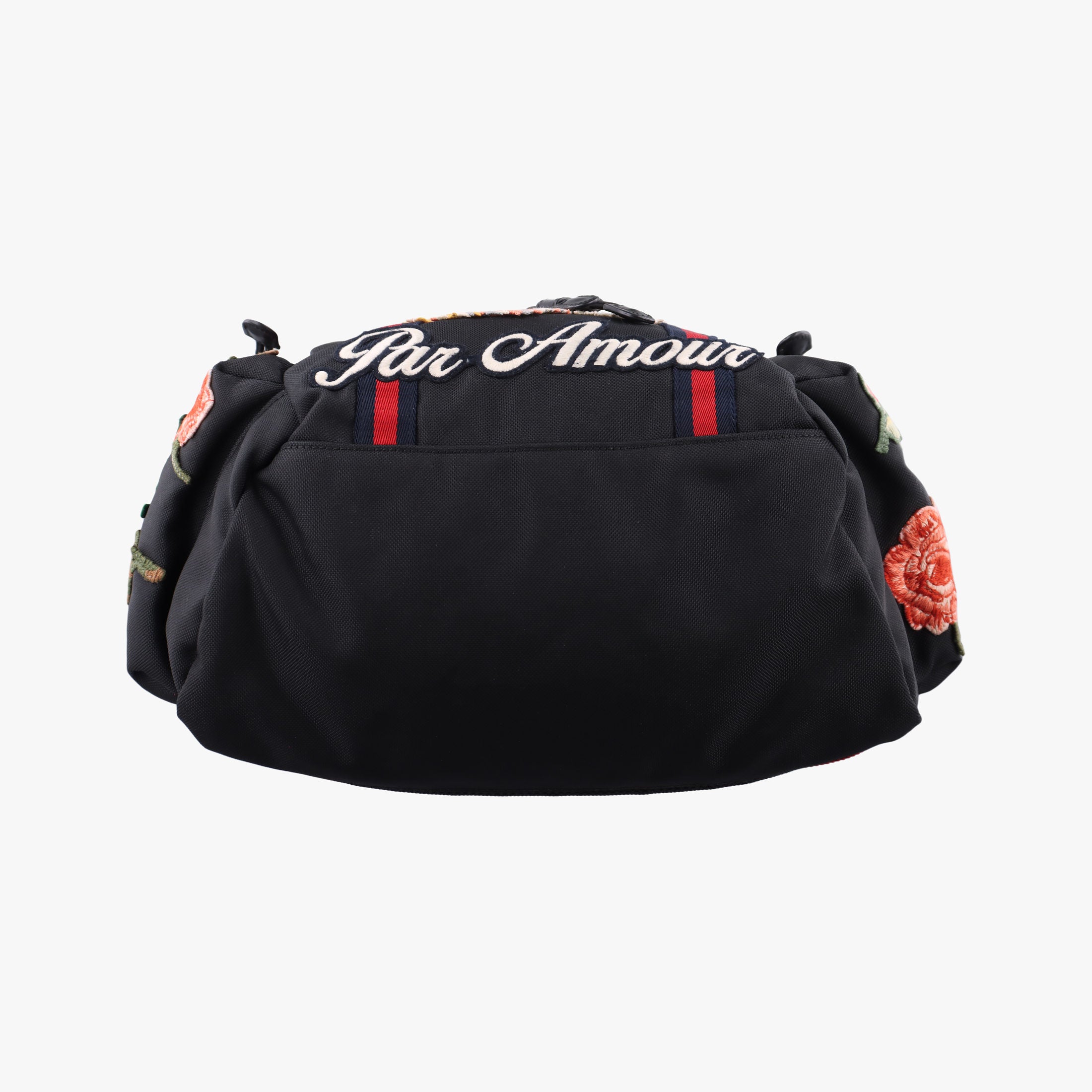 Pre-owned Gucci Embroidered Tiger Web Sherry Line Black×Multicolour canvas 429037 backpack/rucksack | stylenewstar