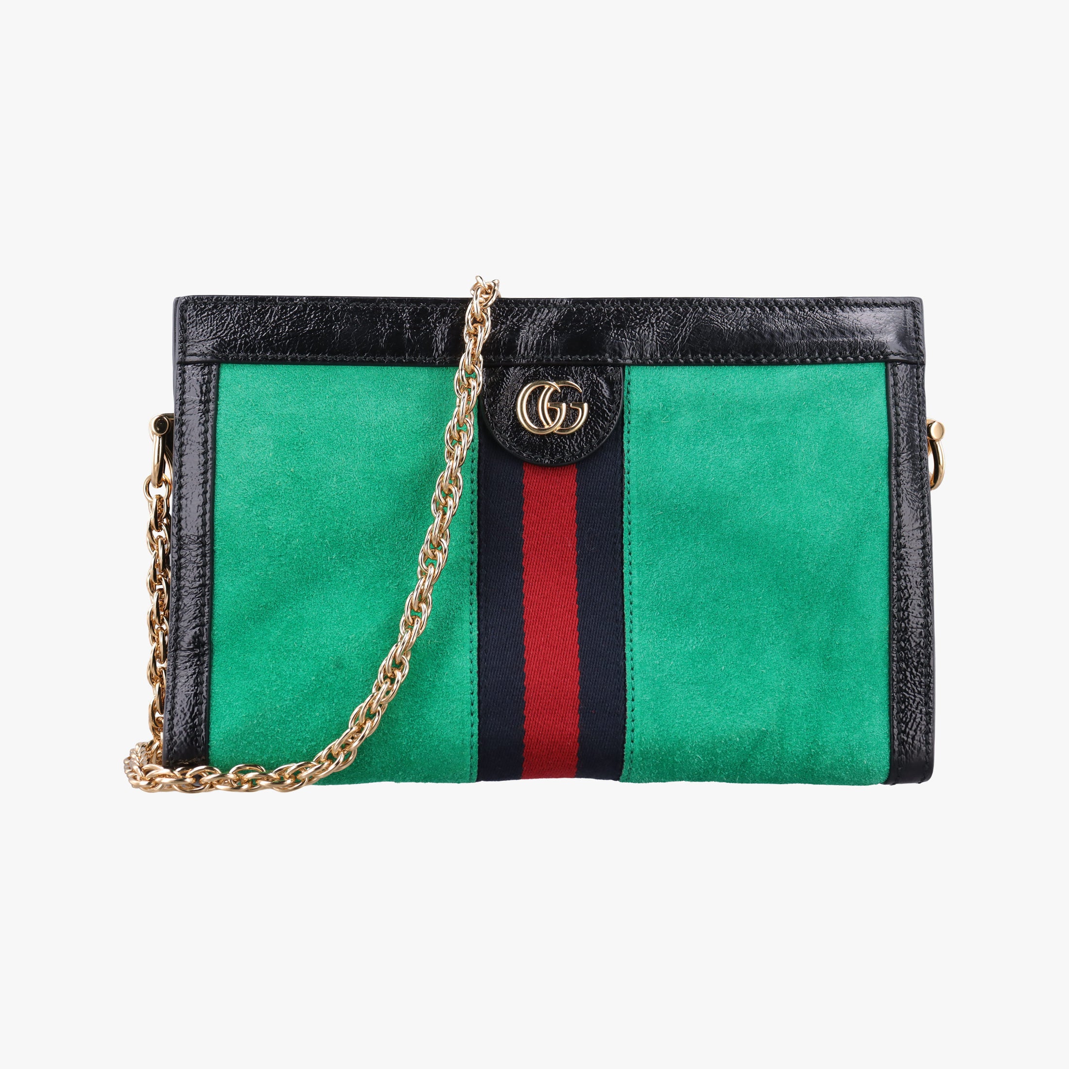 Pre-owned Gucci Ophidia Green×black×red Suede×leather 503877 shoulderbag | stylenewstar
