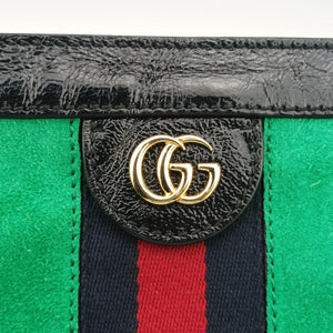 Pre-owned Gucci Ophidia Green×black×red Suede×leather 503877 shoulderbag | stylenewstar