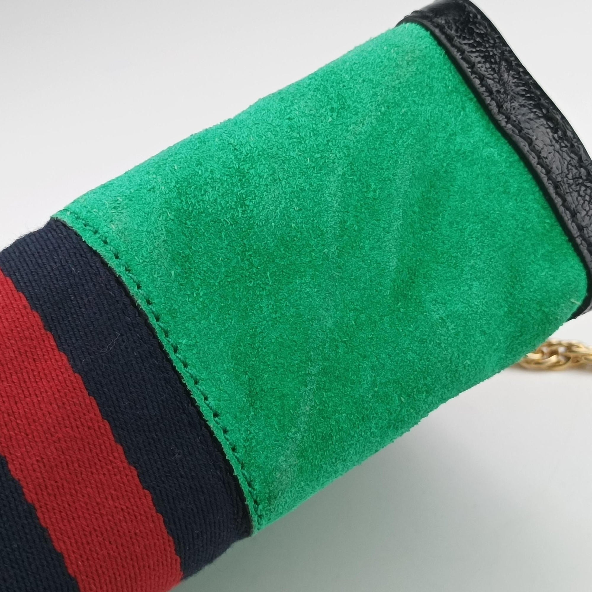 Pre-owned Gucci Ophidia Green×black×red Suede×leather 503877 shoulderbag | stylenewstar