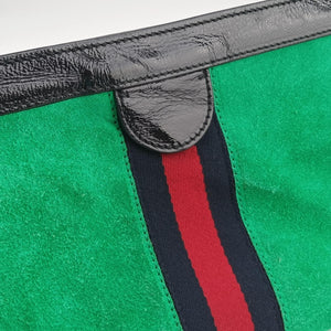 Pre-owned Gucci Ophidia Green×black×red Suede×leather 503877 shoulderbag | stylenewstar
