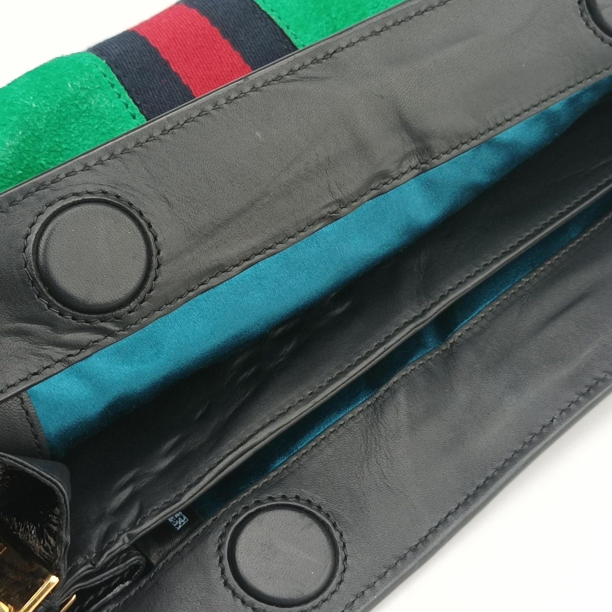 Pre-owned Gucci Ophidia Green×black×red Suede×leather 503877 shoulderbag | stylenewstar