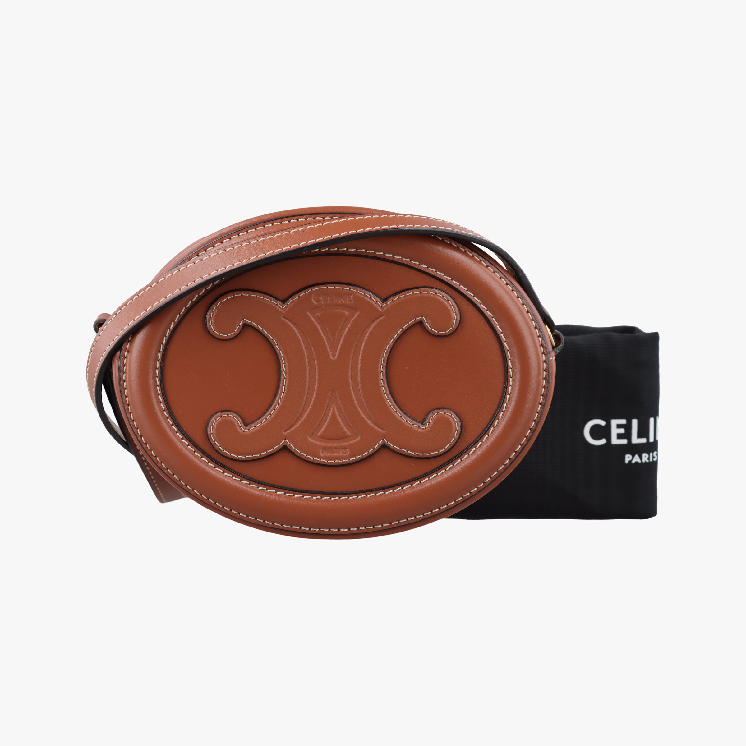 Pre-owned Celine Oval Purse Cuir Triomphe Brown Leather  shoulderbag | stylenewstar