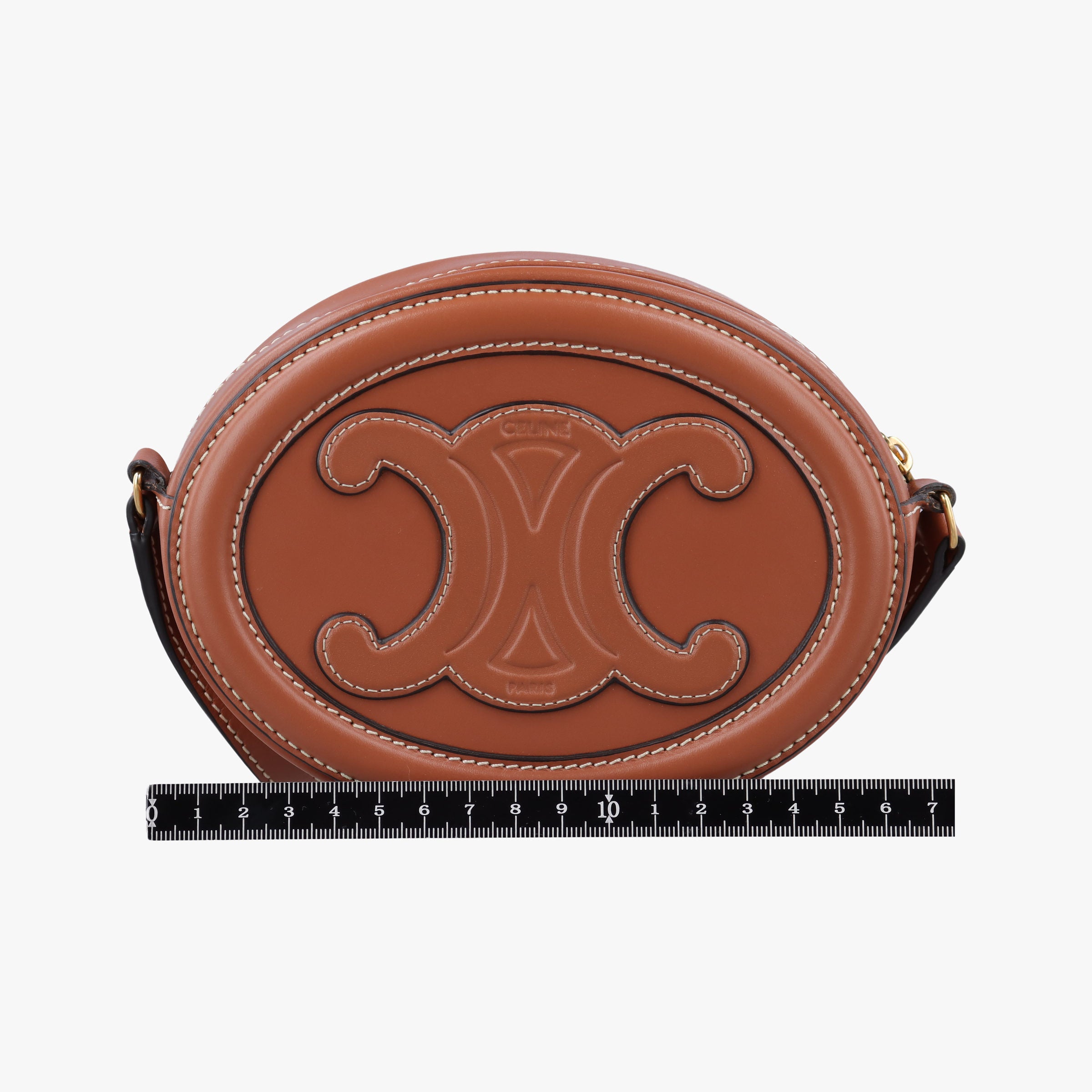 Pre-owned Celine Oval Purse Cuir Triomphe Brown Leather  shoulderbag | stylenewstar