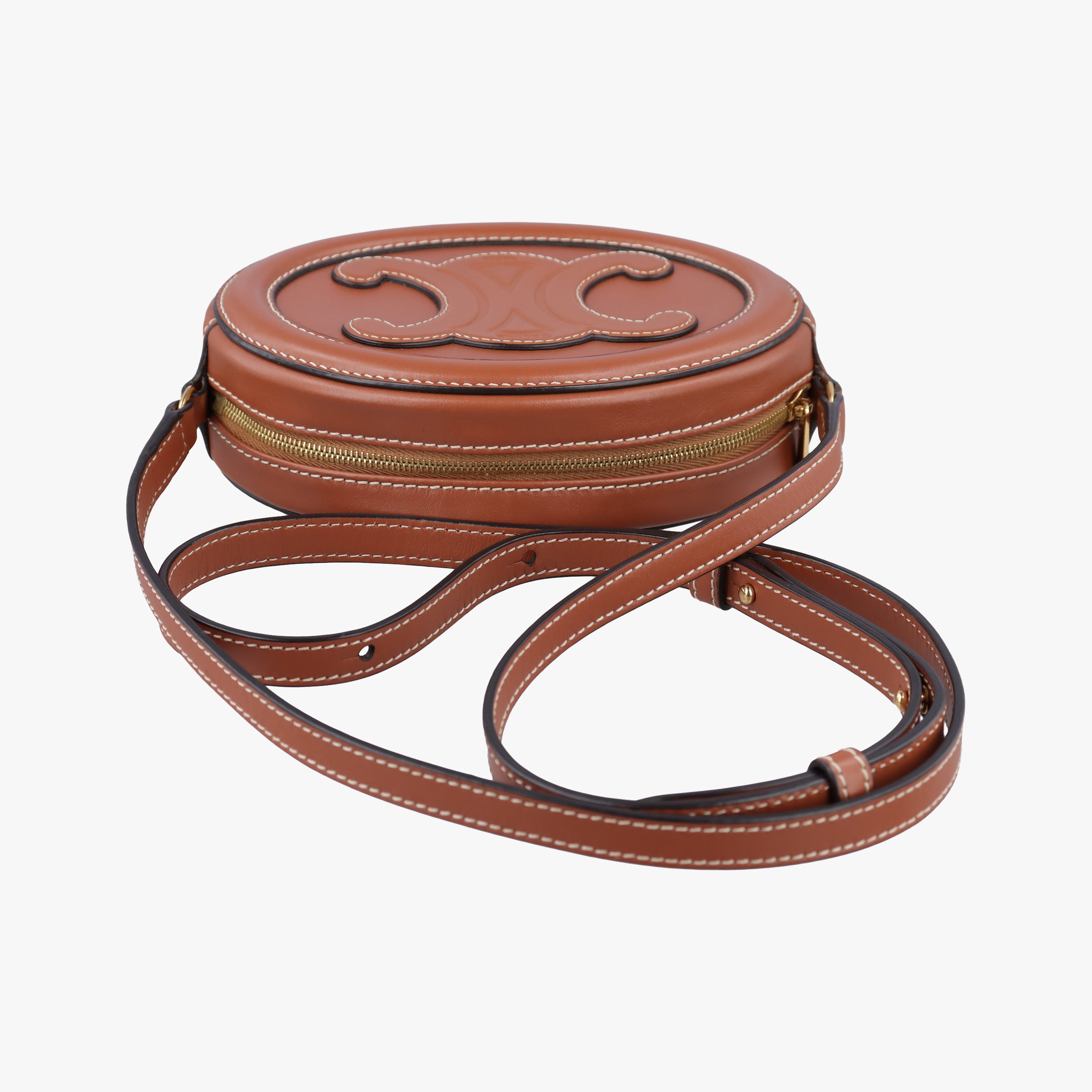 Pre-owned Celine Oval Purse Cuir Triomphe Brown Leather  shoulderbag | stylenewstar