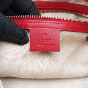 Pre-owned Gucci Valentine heart charm beige×red Canvas×Leather 309122 shoulderbag | stylenewstar
