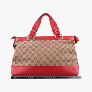 Pre-owned Gucci Valentine heart charm beige×red Canvas×Leather 309122 shoulderbag | stylenewstar