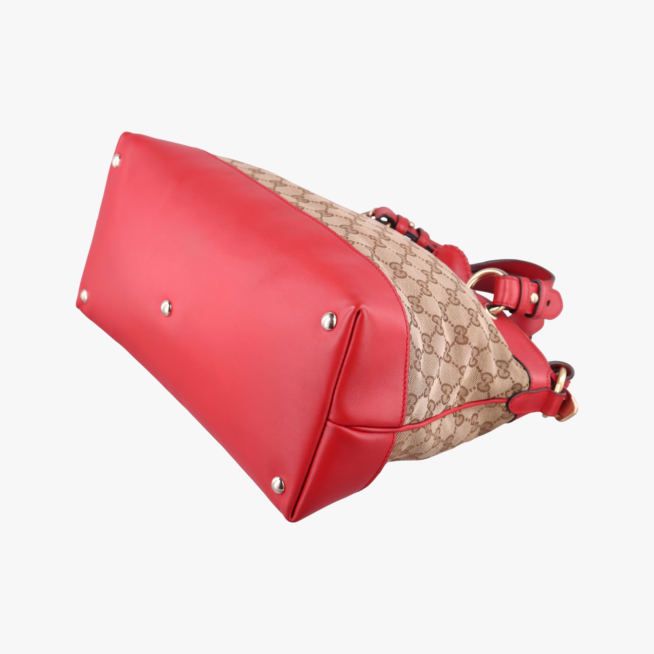 Pre-owned Gucci Valentine heart charm beige×red Canvas×Leather 309122 shoulderbag | stylenewstar
