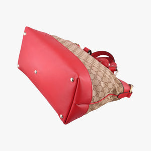 Pre-owned Gucci Valentine heart charm beige×red Canvas×Leather 309122 shoulderbag | stylenewstar