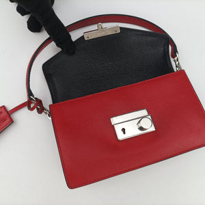 Pre-owned Prada Sound Lock Red SAFFIANO Leather BN0924 shoulderbag | stylenewstar